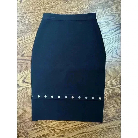 Alexander Wang Black Knee-Length Snap-Hem Studded Skirt - Picture 2 of 3